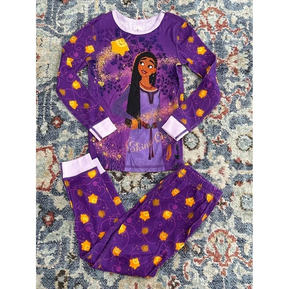 Disney Wish Pajama Set Girls 6 Purple Asha Star Shine On EUC